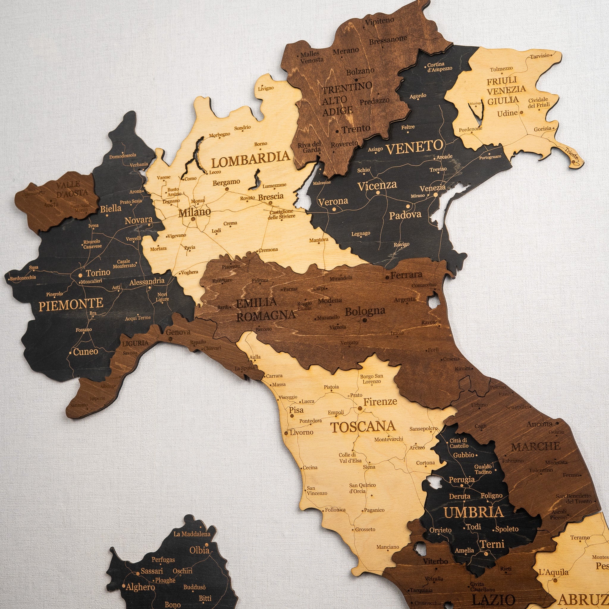 🇮🇹 Italy 3D Wooden Map