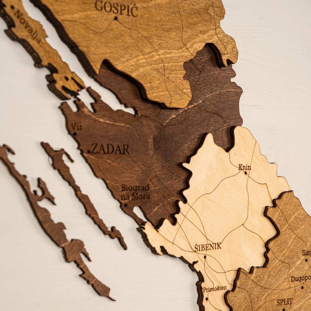 🇭🇷 Croatia 3D Wooden Map