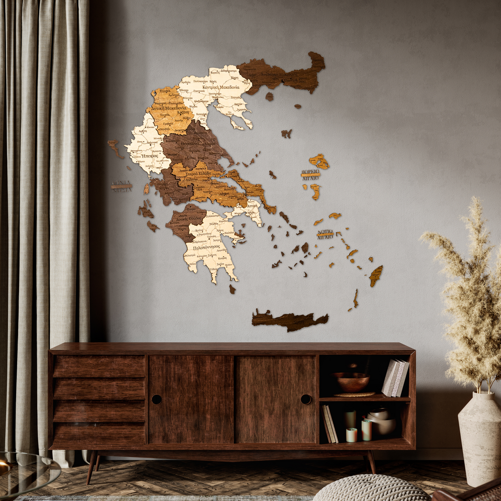 🇬🇷 Greece 3D Wooden Map