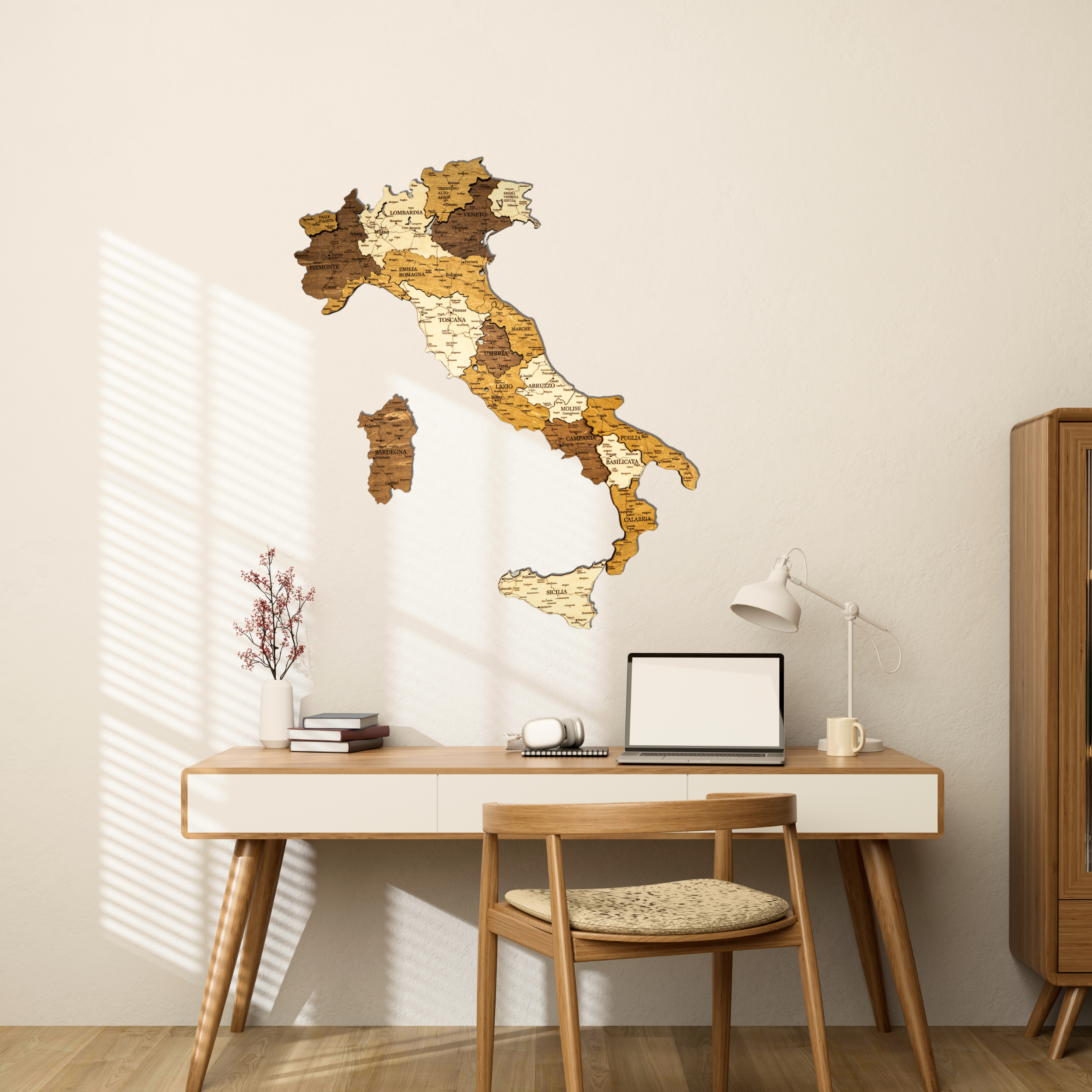 🇮🇹 Italy 3D Wooden Map
