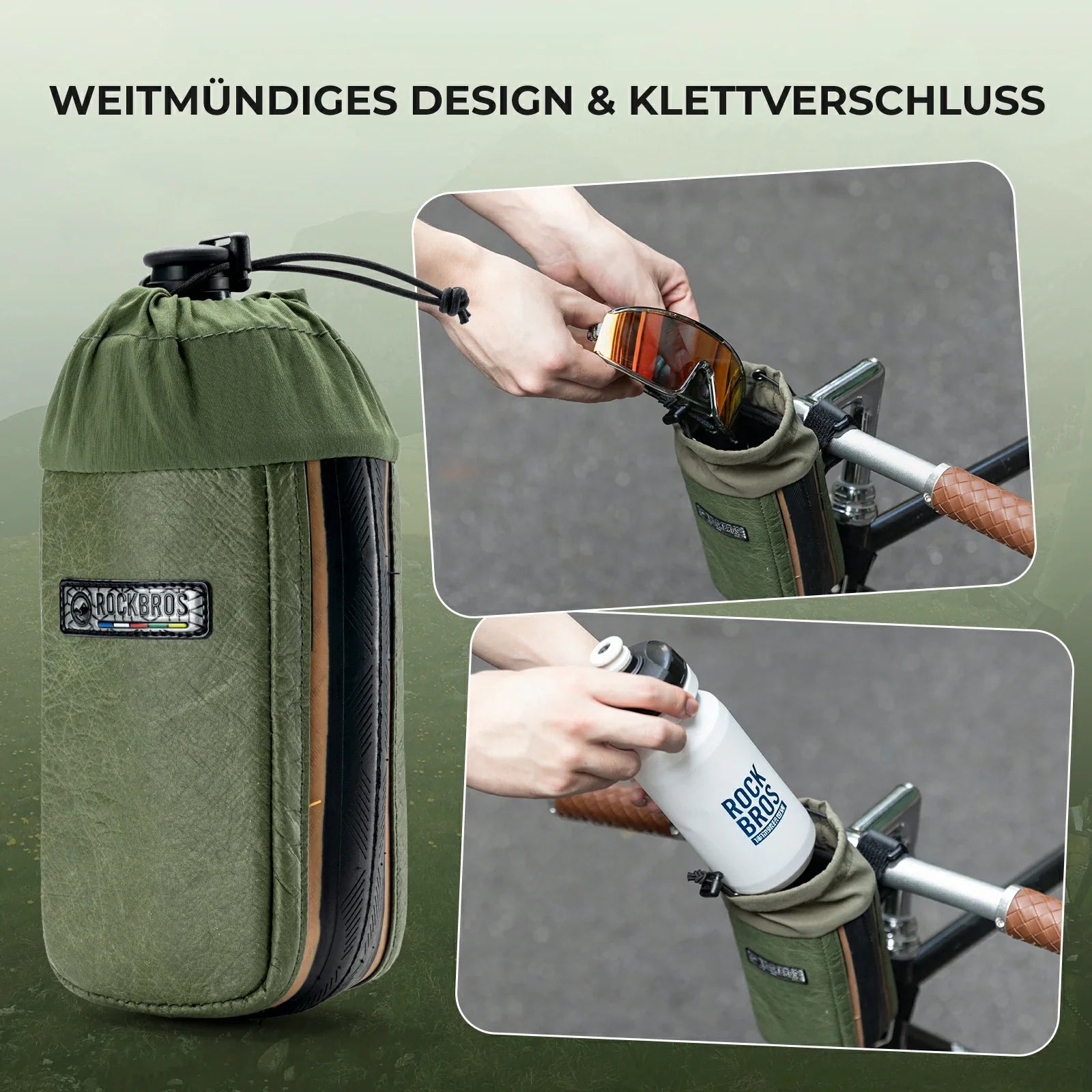 ROAD TO SKY Nachhaltige Fahrrad-Wasserflaschentasche aus recycelten Reifen 0,8L