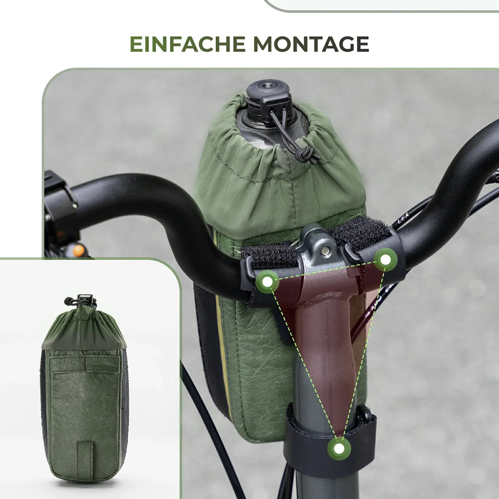 ROAD TO SKY Nachhaltige Fahrrad-Wasserflaschentasche aus recycelten Reifen 0,8L
