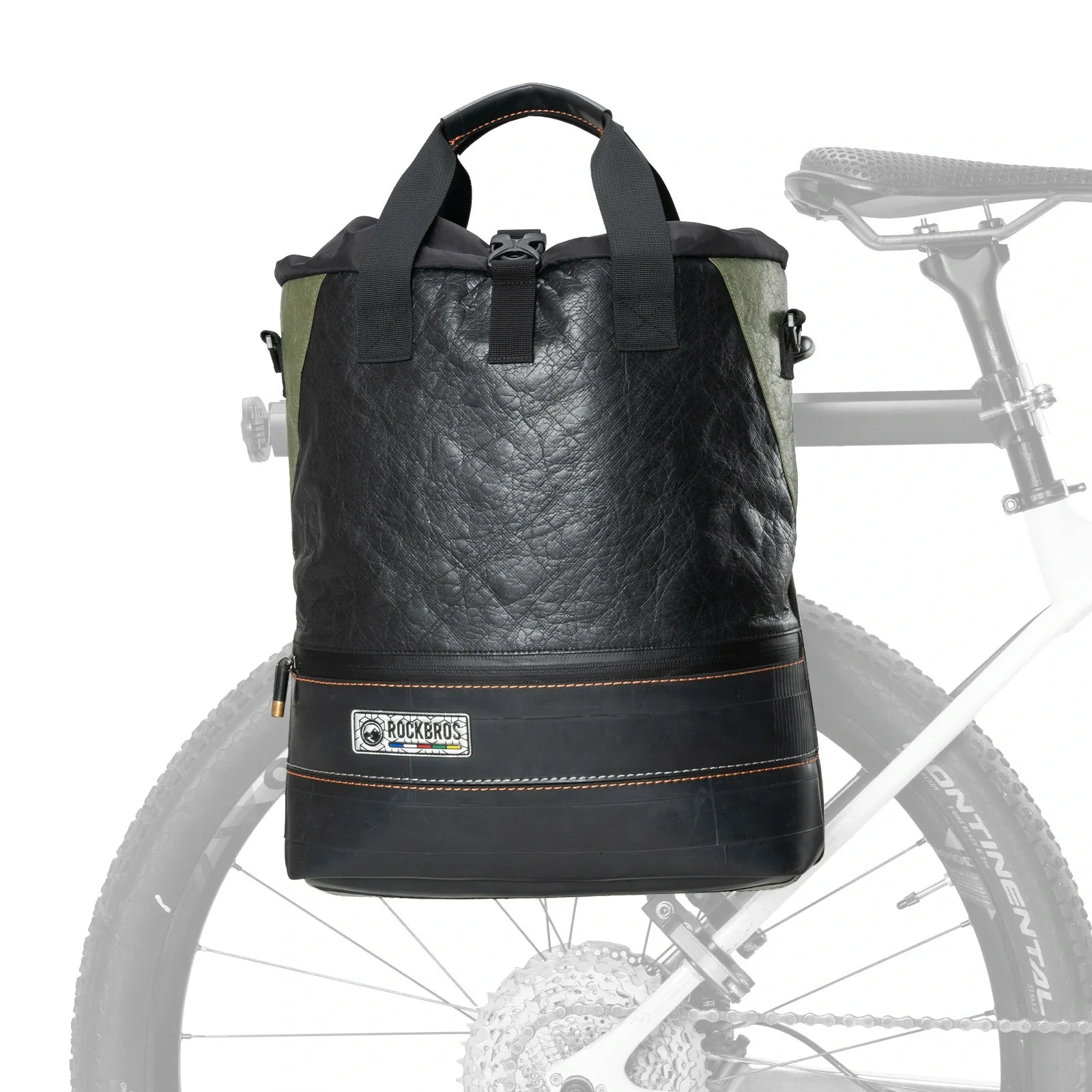 ROAD TO SKY Nachhaltige Fahrrad-Gepäckträgertasche aus recycelten Reifen 12L