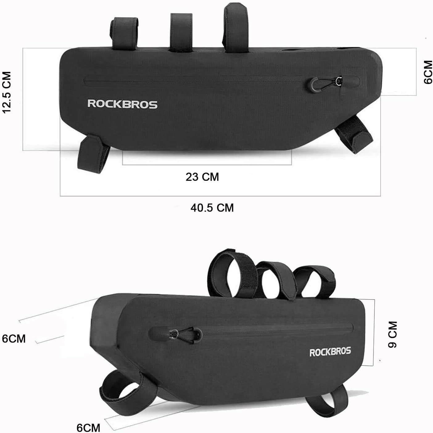 ROCKBROS 3L Wasserabweisend Rahmentasche Dreiecktasche Schwarz