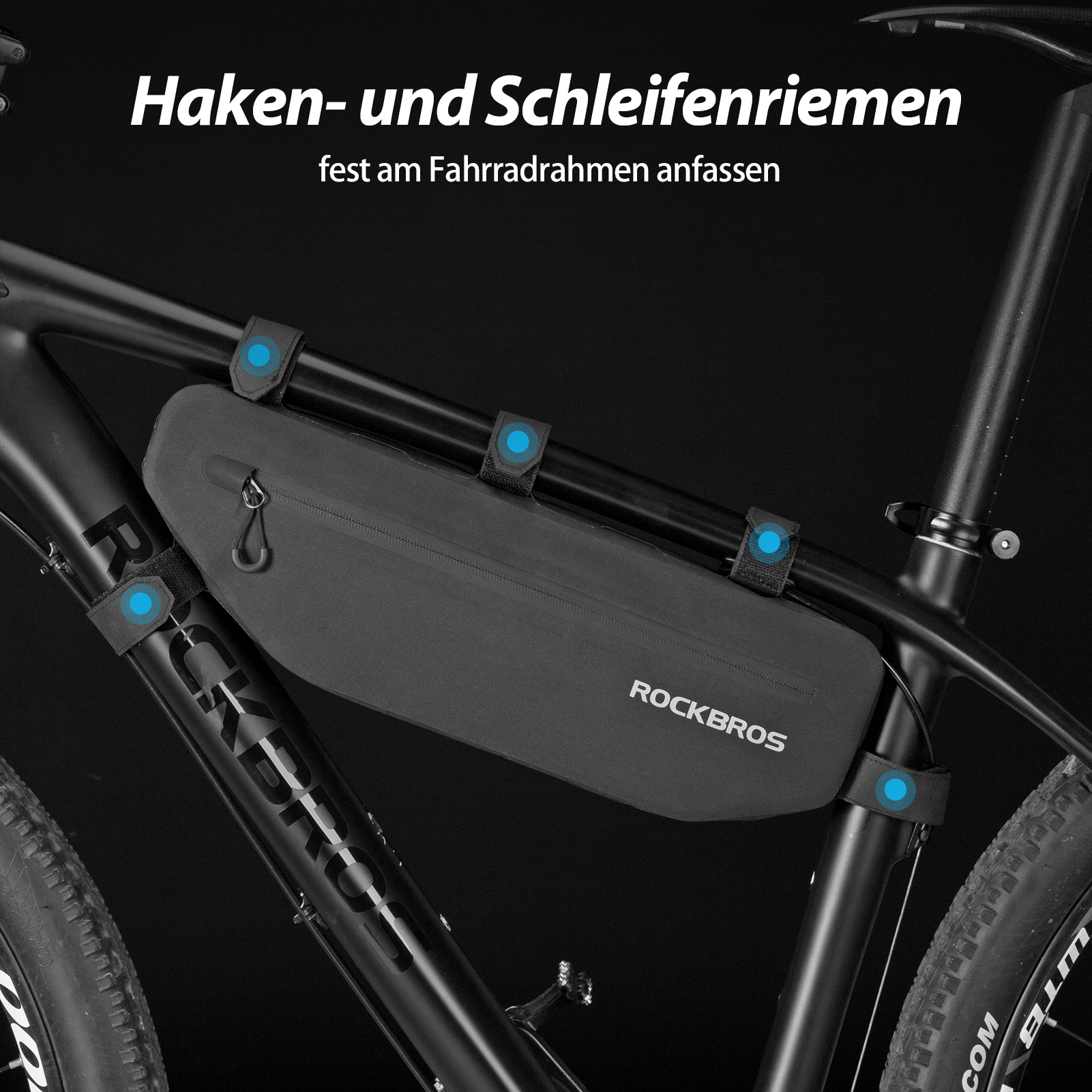 ROCKBROS 4L Wasserabweisend Rahmentasche Dreiecktasche Schwarz
